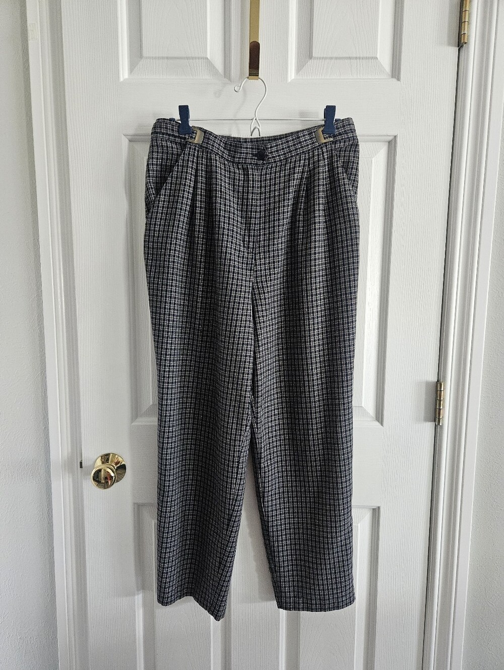 Vintage Counterparts Petites Plaid Trousers With Waist Side Adjusters